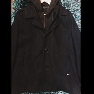Men’s Black Guess Wool Peacoat